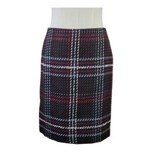 White House Black Market Tweed Plaid Pencil Skirt Lined Size 00 Classic